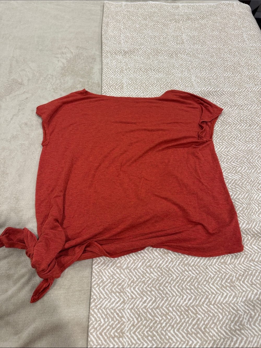 Tie-Hem Crop Top in Brick Red